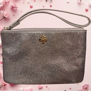 Kate Spade Sparkling Silver Glitter Wristlet EUC